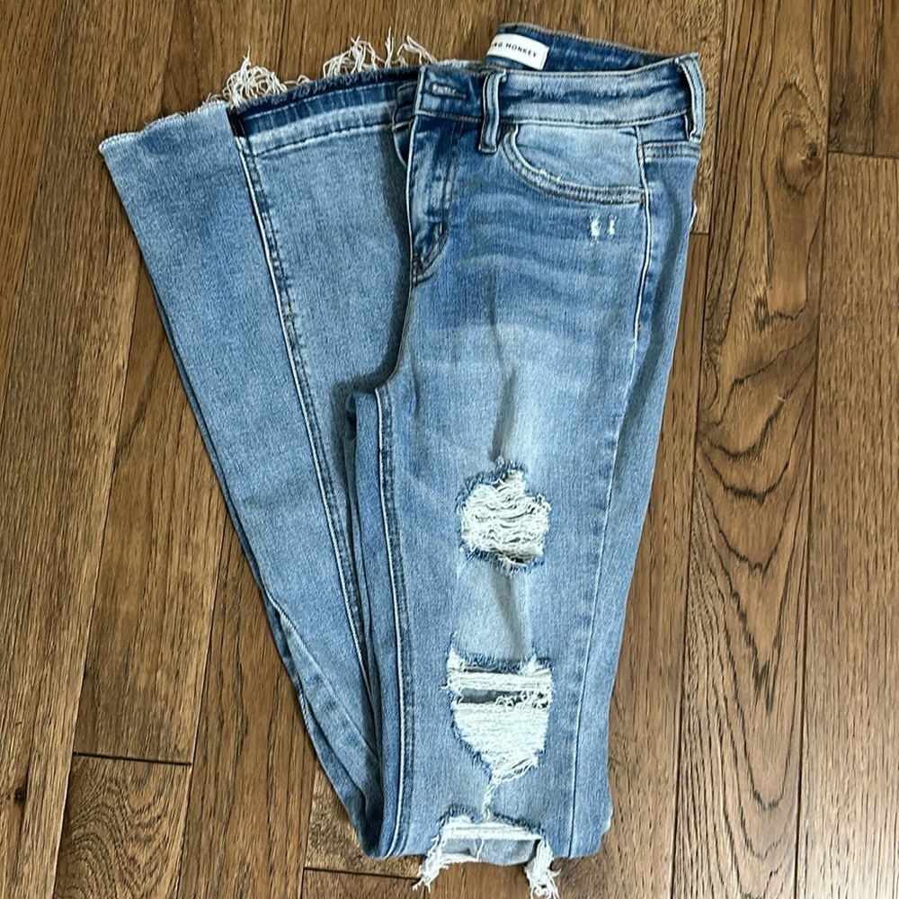 Flying Monkey Distressed Flare Jeans